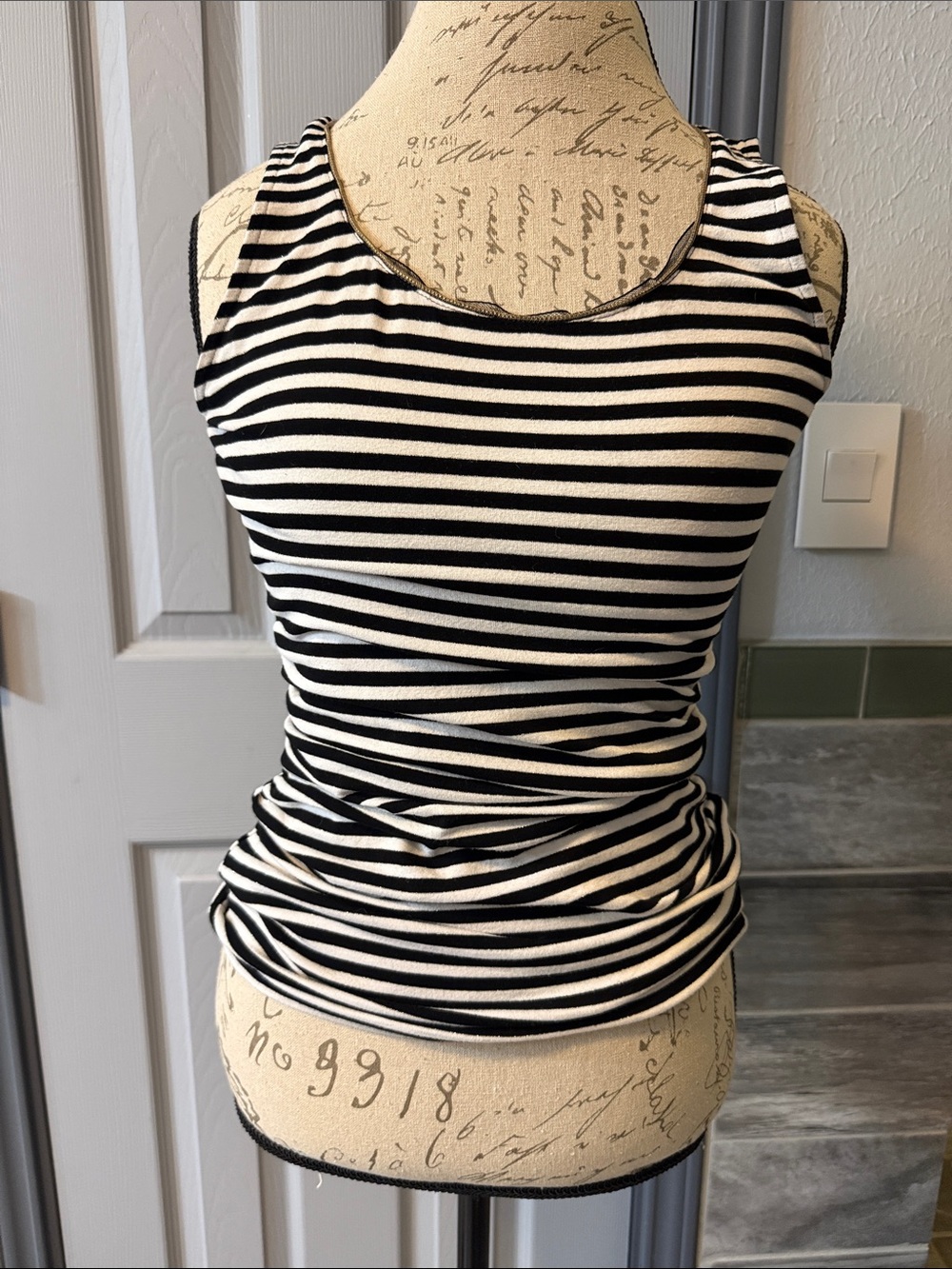 White House Black Market - Striped Black & White Tank Top : Size S